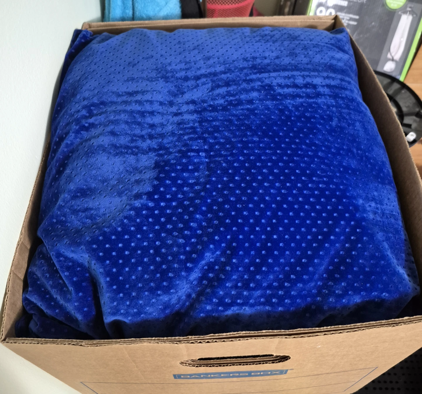 Blue Velvet Dot Textured Throw Pillow