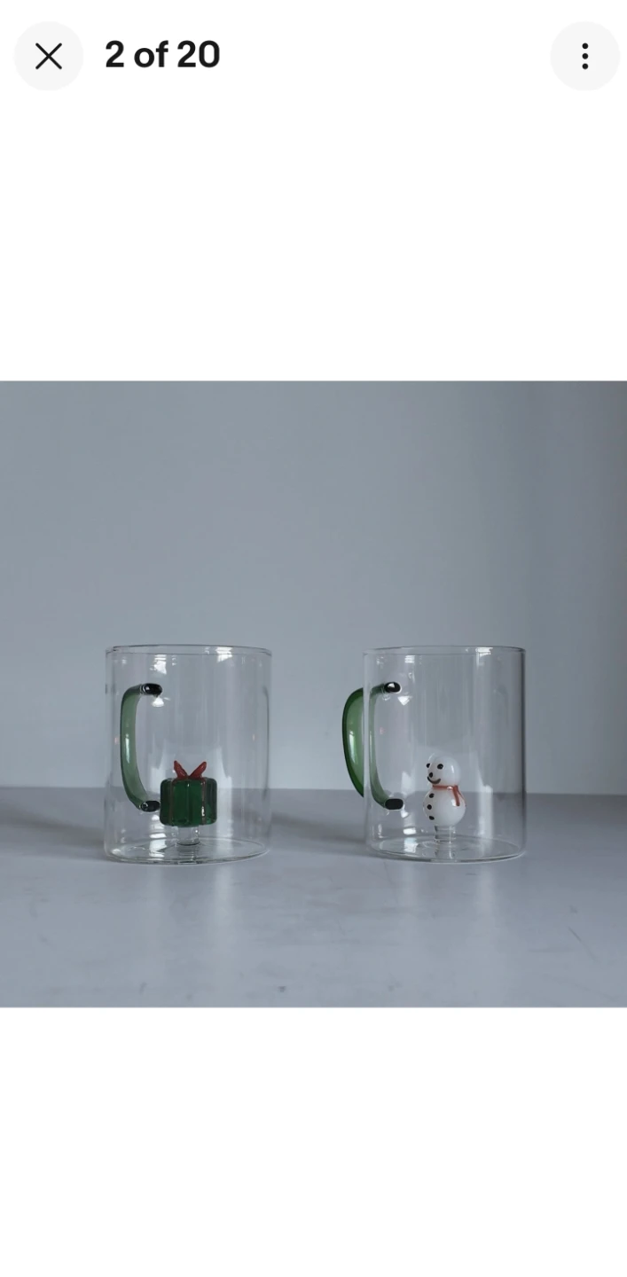 Set of 2 Clear Glass Mugs with Green Handles - photo 4
