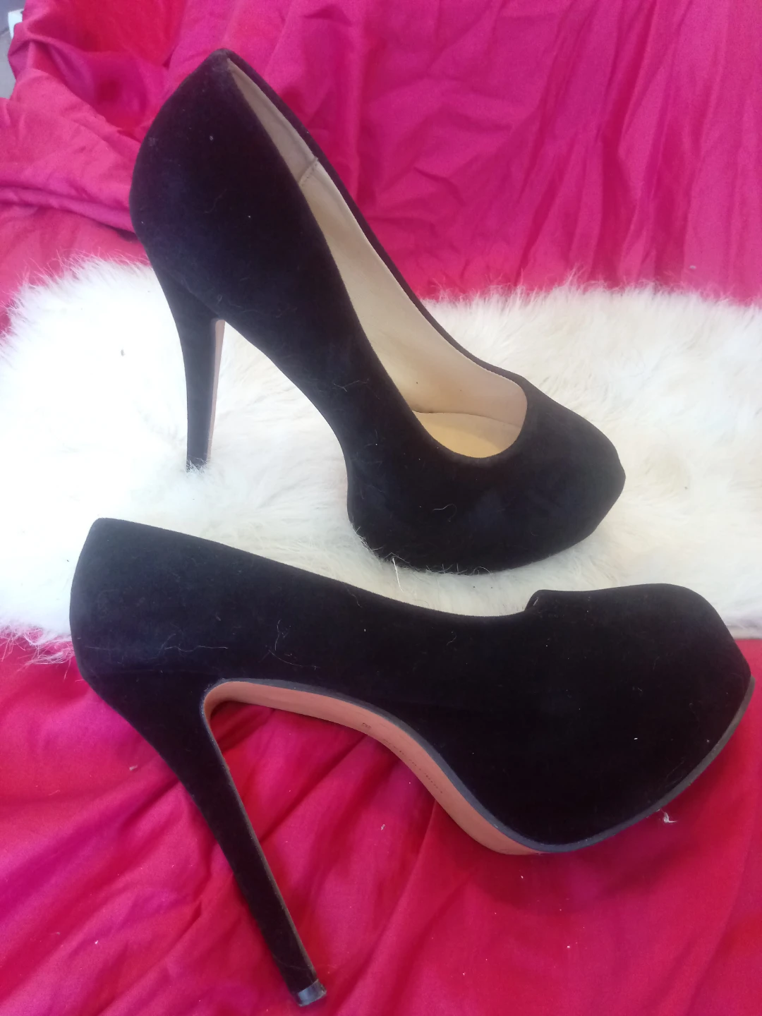 Cochenta Black Suede Platform Heels