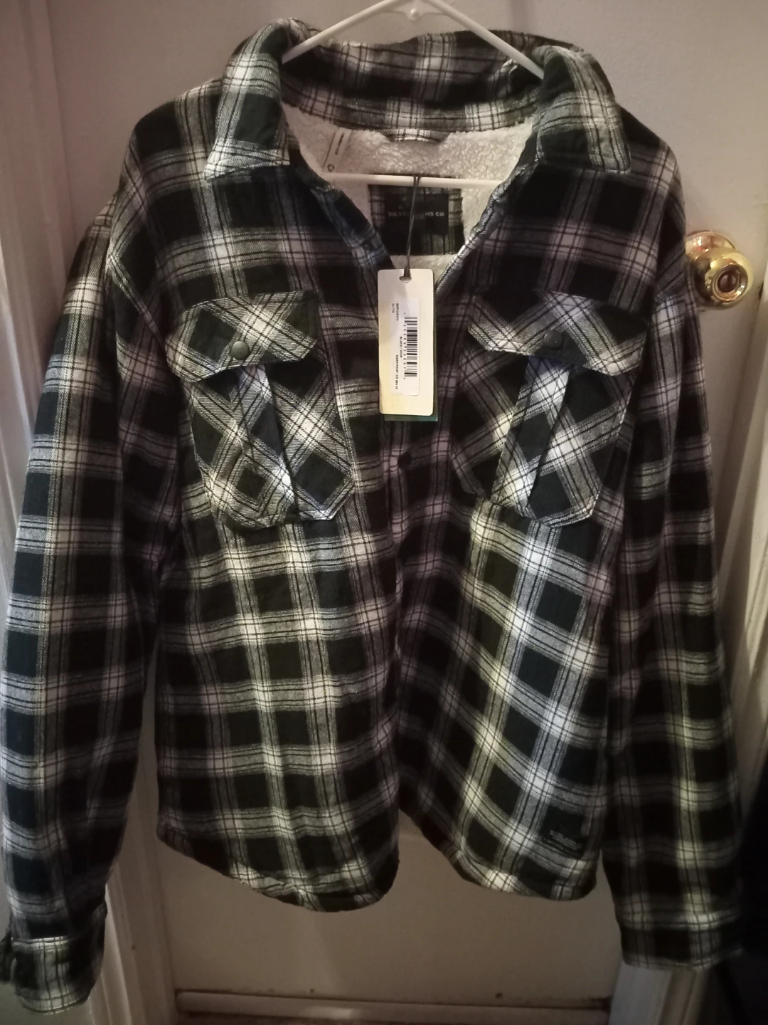 Brand New Silver Jeans Co. Sherpa-Lined Plaid Shirt Jacket XL