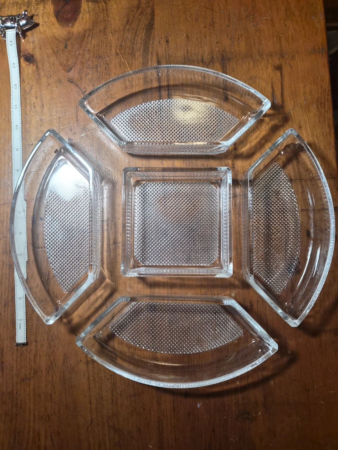 Vintage MCM Glass 5-Piece Serving Set
