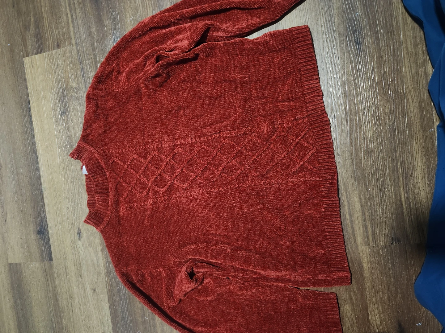 Red Chenille Cable Knit Sweater