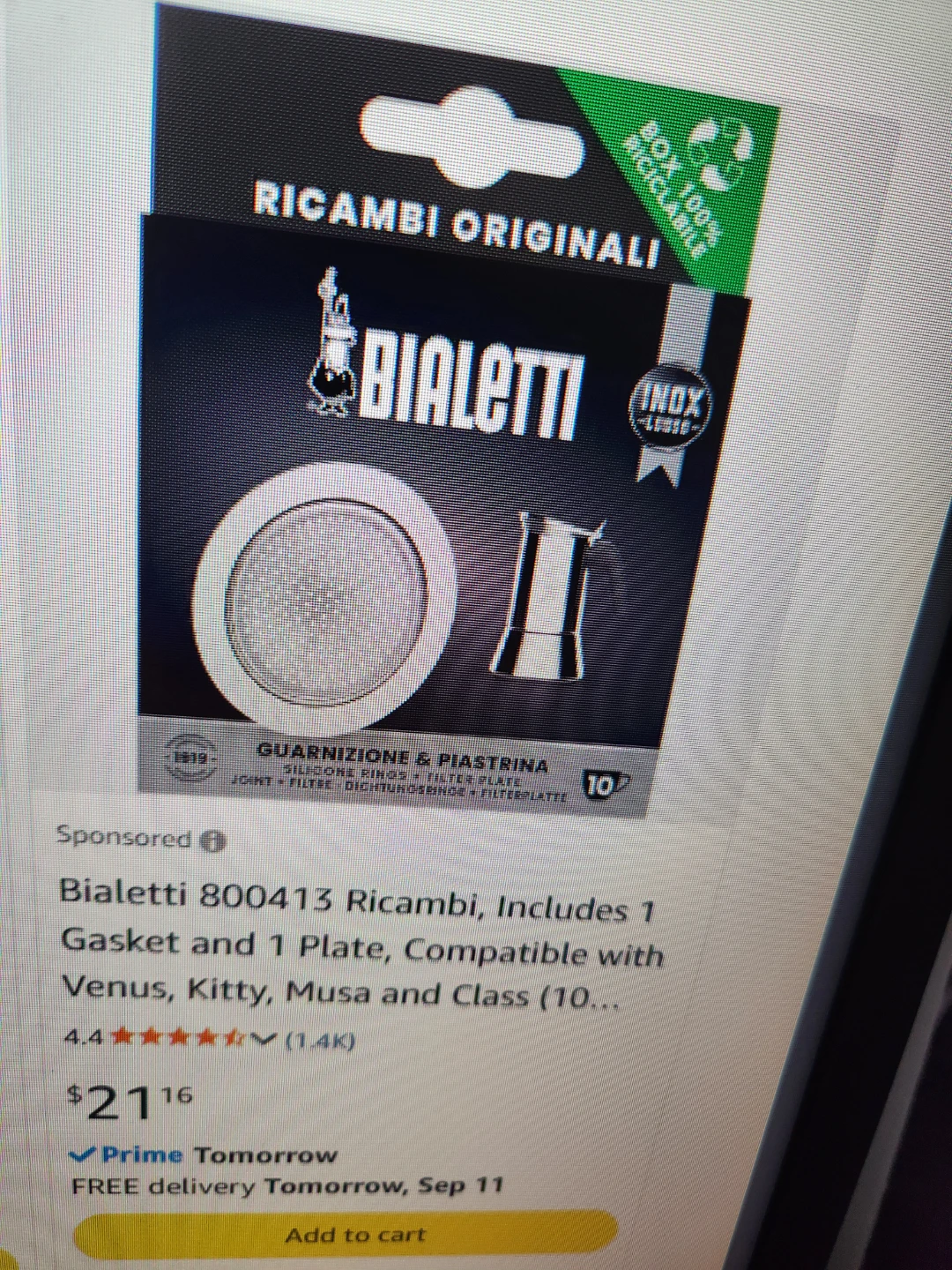 Bialetti 6-cup Silicone Ring and Filter Plate - photo 3