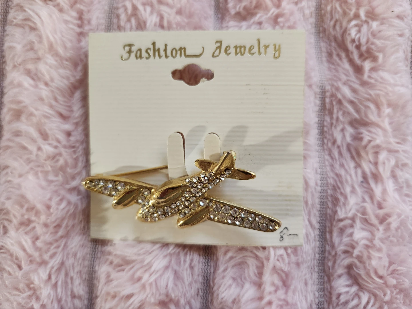 Vintage Airplane Rhinestone Brooch Pin