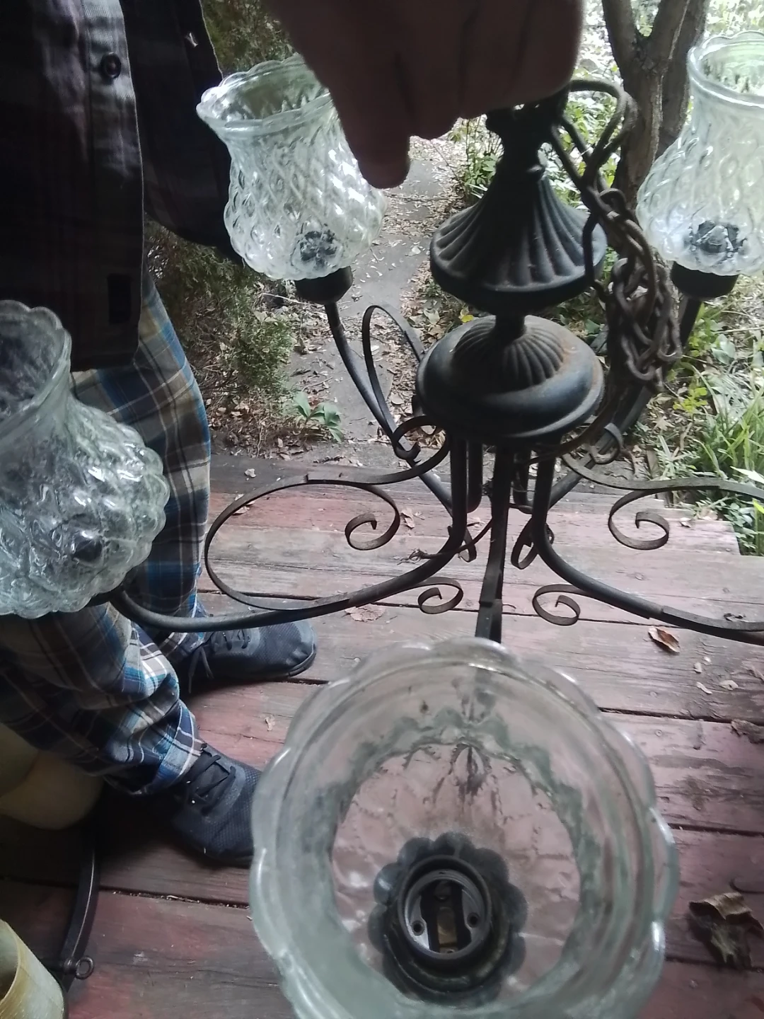 Vintage 5-Light Wrought Iron Chandelier - photo 3