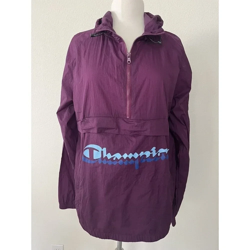 Champion Purple Half-Zip Windbreaker xs