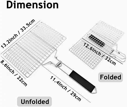 Folding BBQ Grilling Basket with Storage Bag - photo 2
