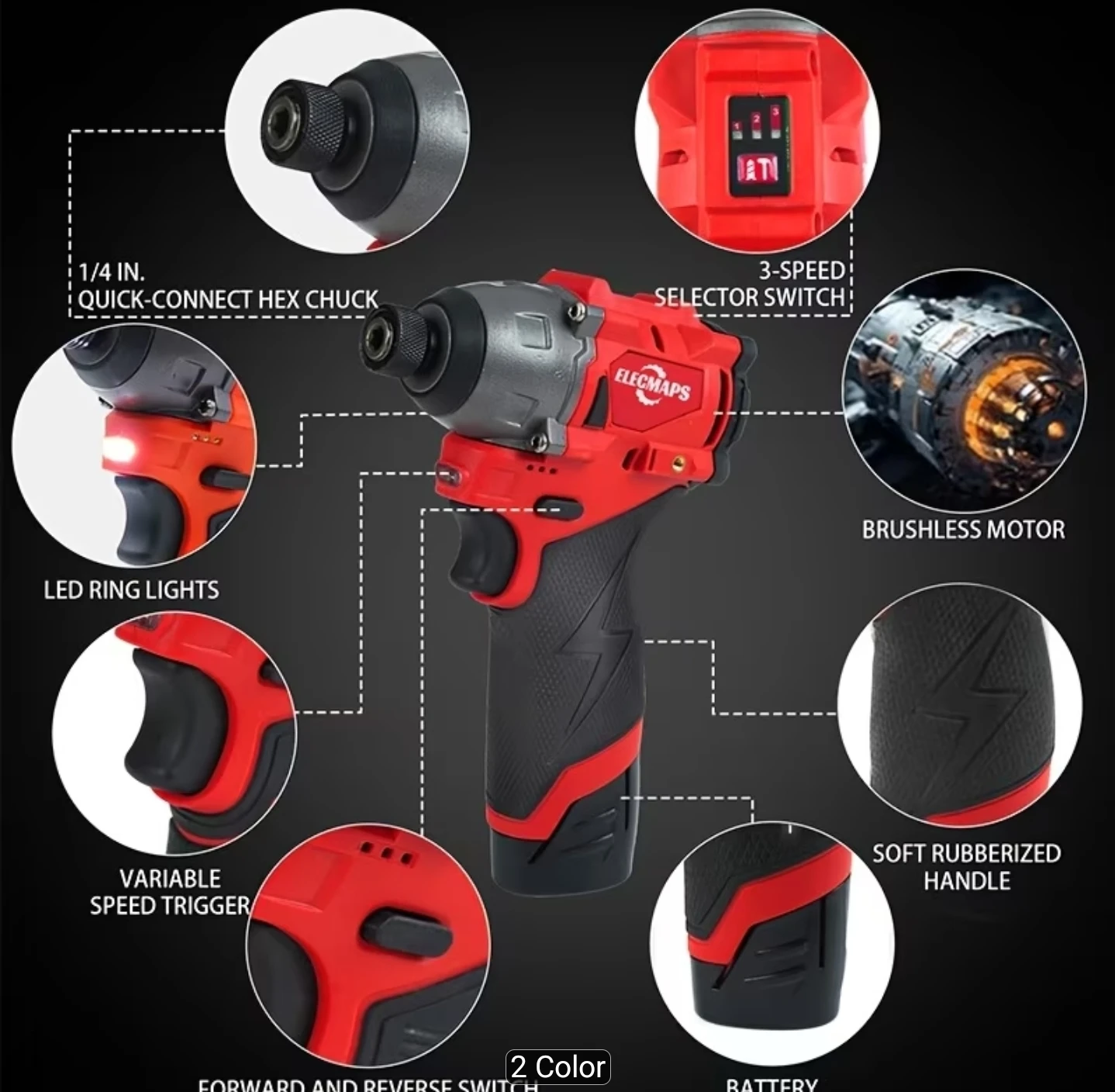 ELECMAPS Cordless Brushless Impact Driver - photo 3
