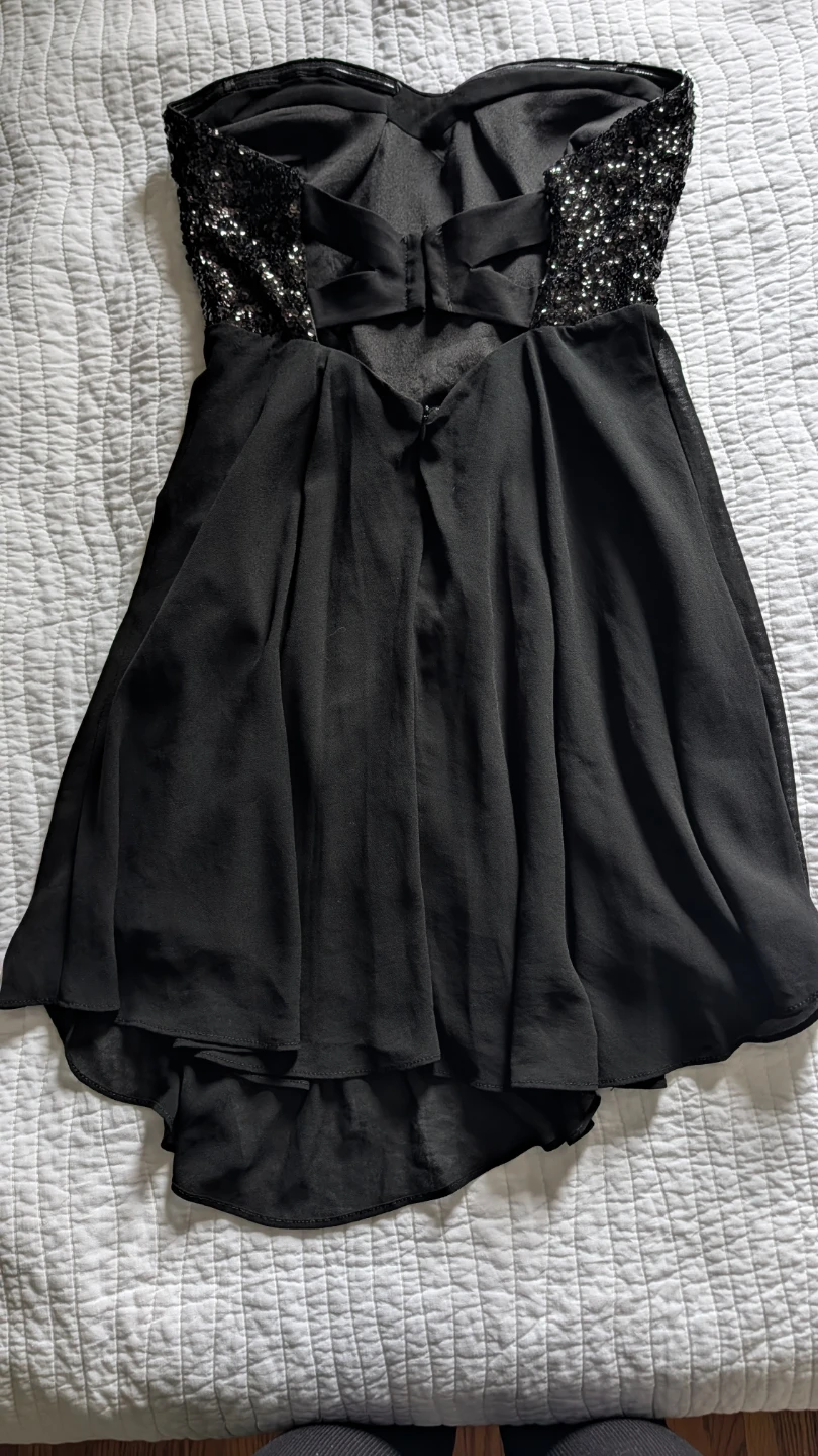 Black Strapless Sequin Party Dress