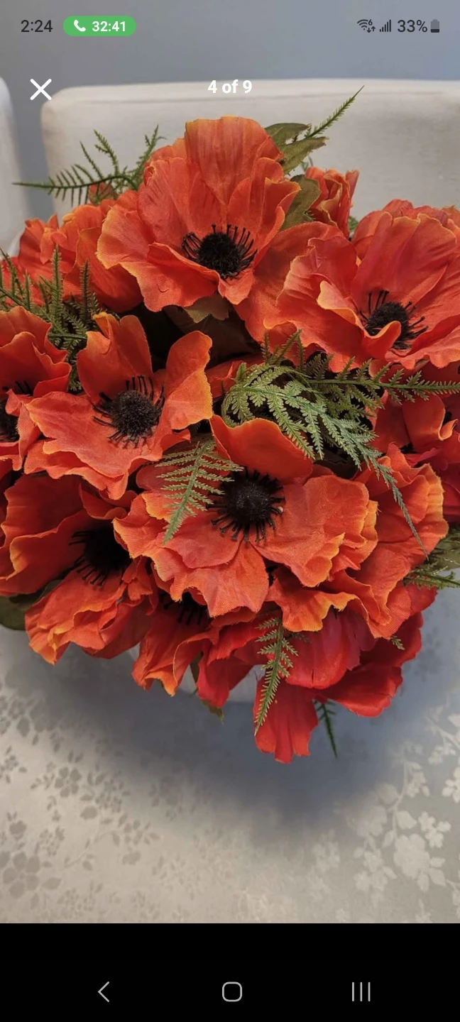 Artificial Flower Arrangement in White Glass Vase - photo 4