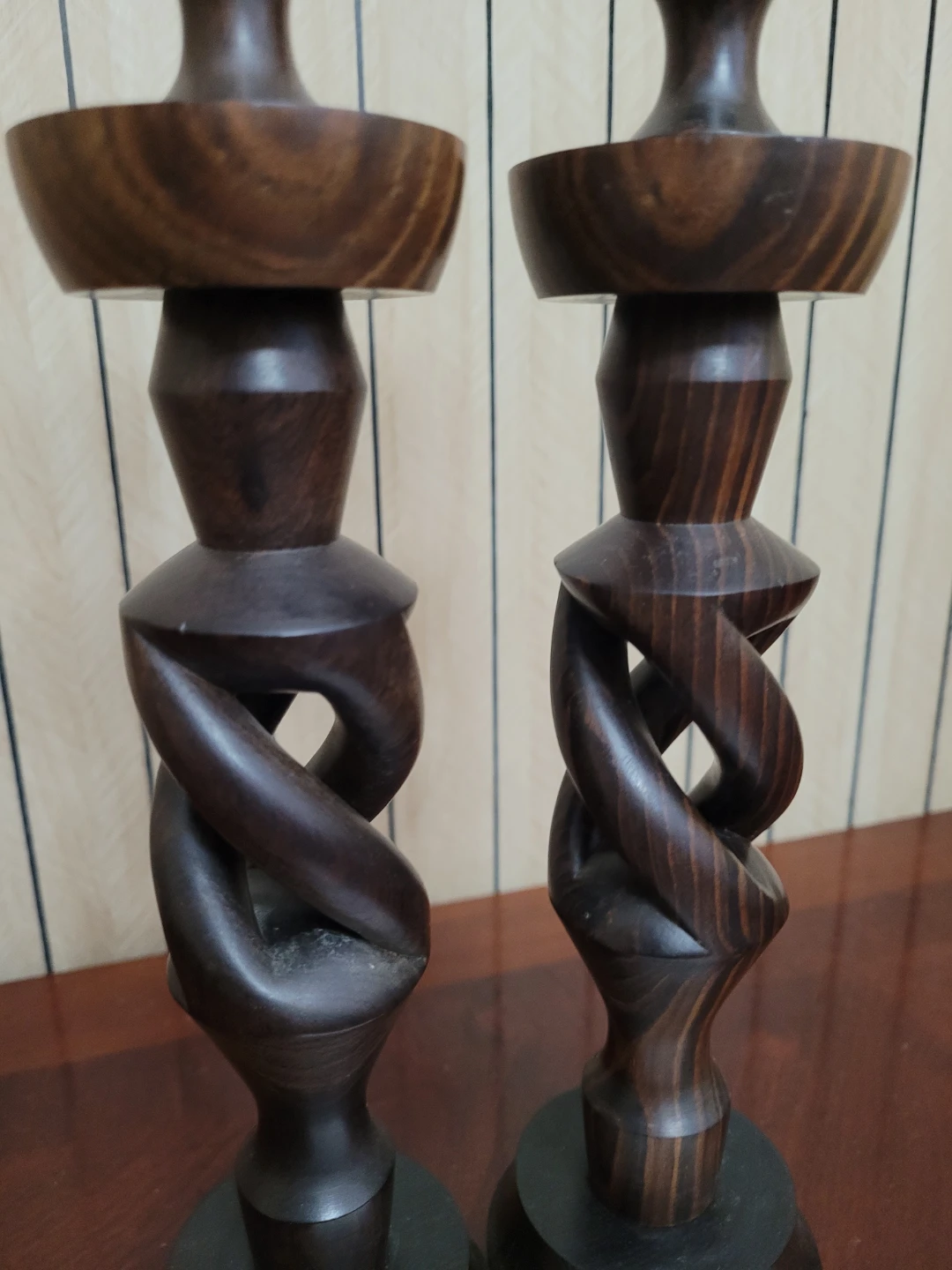Handmade Ebony Wood Candlesticks - photo 2