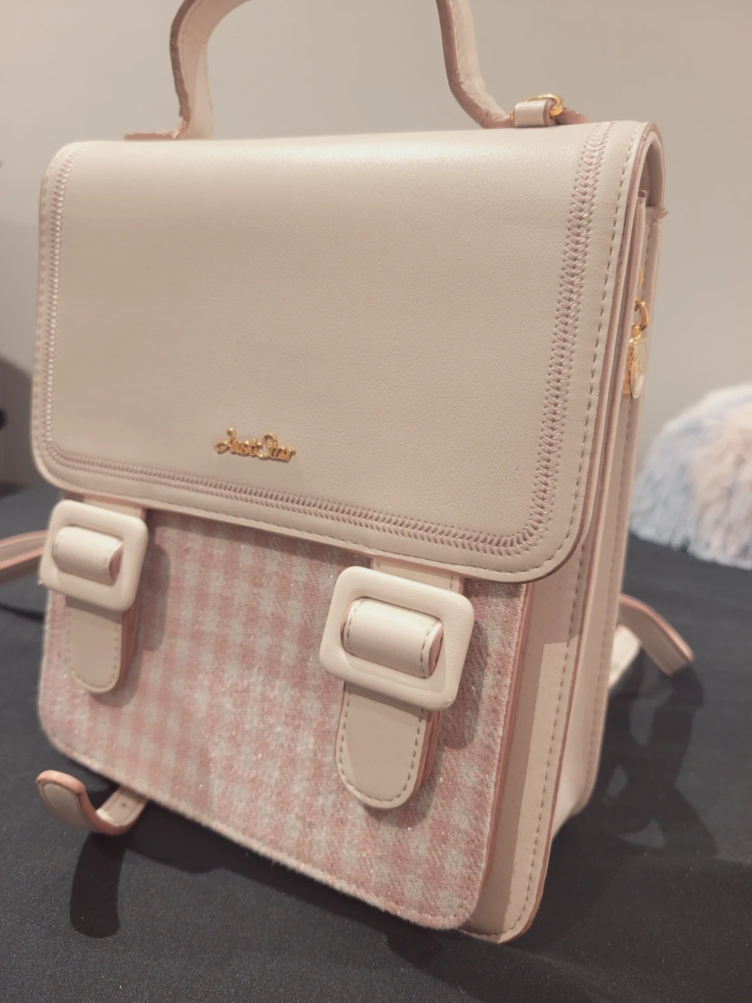 Just Star Pink Gingham Backpack