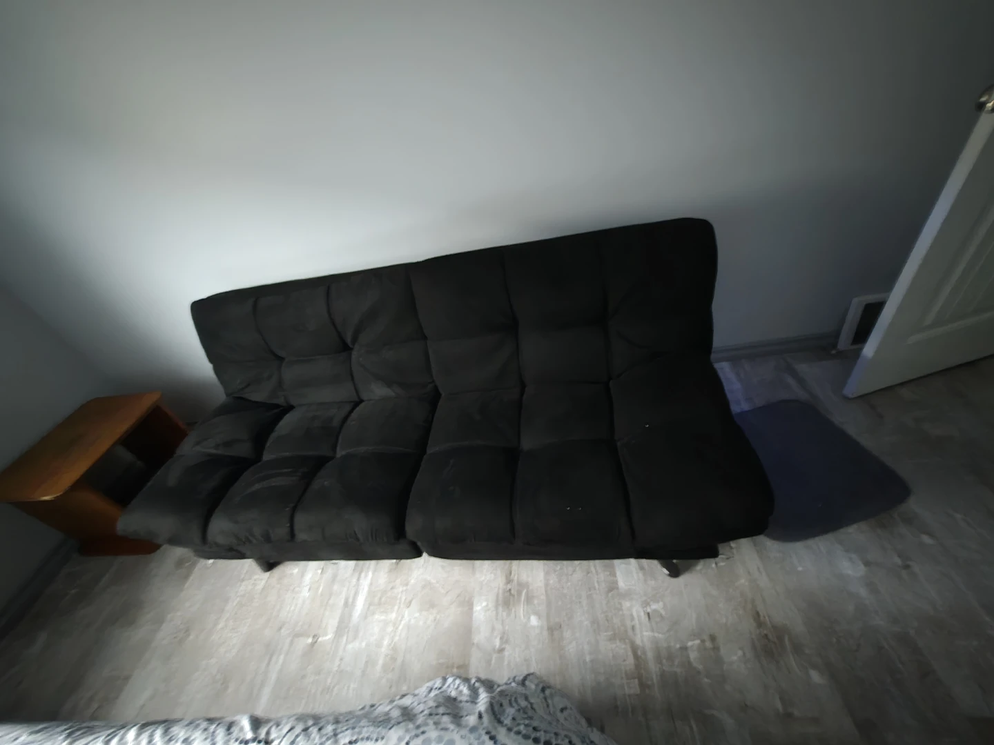 Black Tufted Convertible Futon Sofa