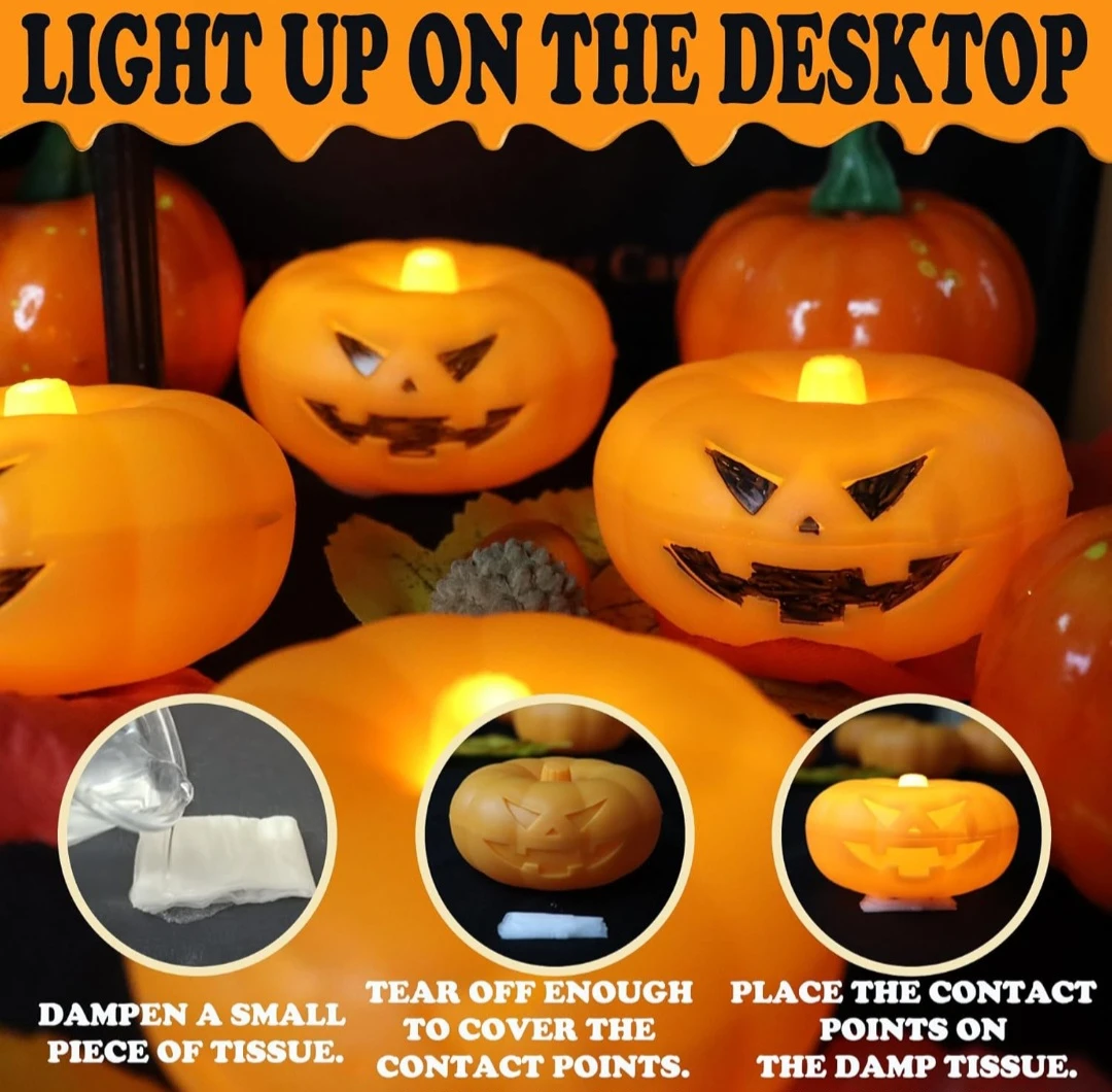 Set of Flameless LED Pumpkin Floating Candles - photo 3