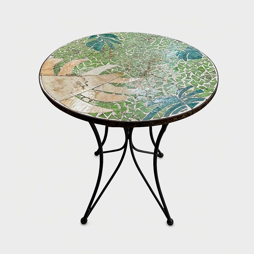 Vintage Round Tile Mosaic Bistro Table - photo 3