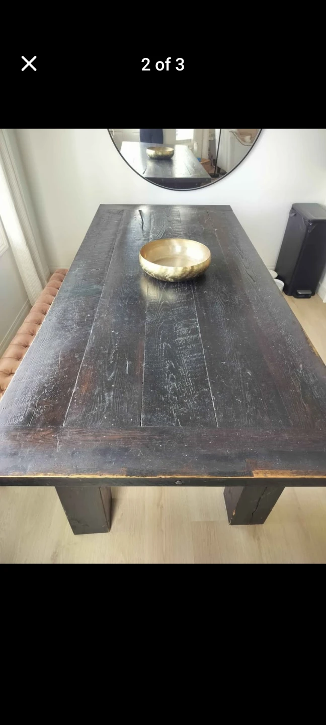 Rustic Dark Wood Dining Table