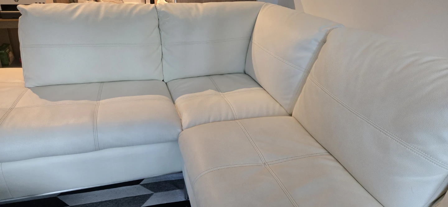 White Leather Sectional Sofa Andrew - photo 5