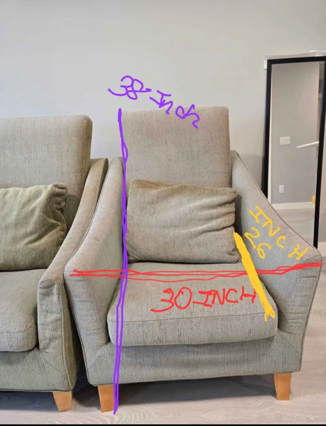 Light Grey / green Armchairs (Set of 2) - photo 2