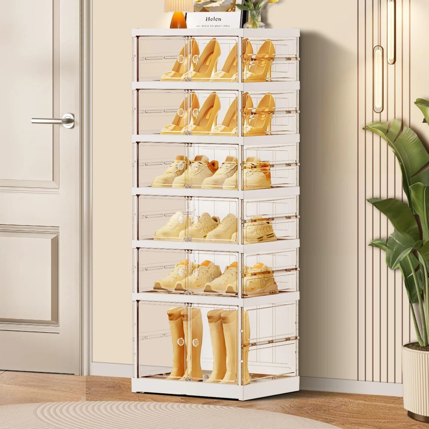 Stackable Clear Plastic Shoe Storage Organizer