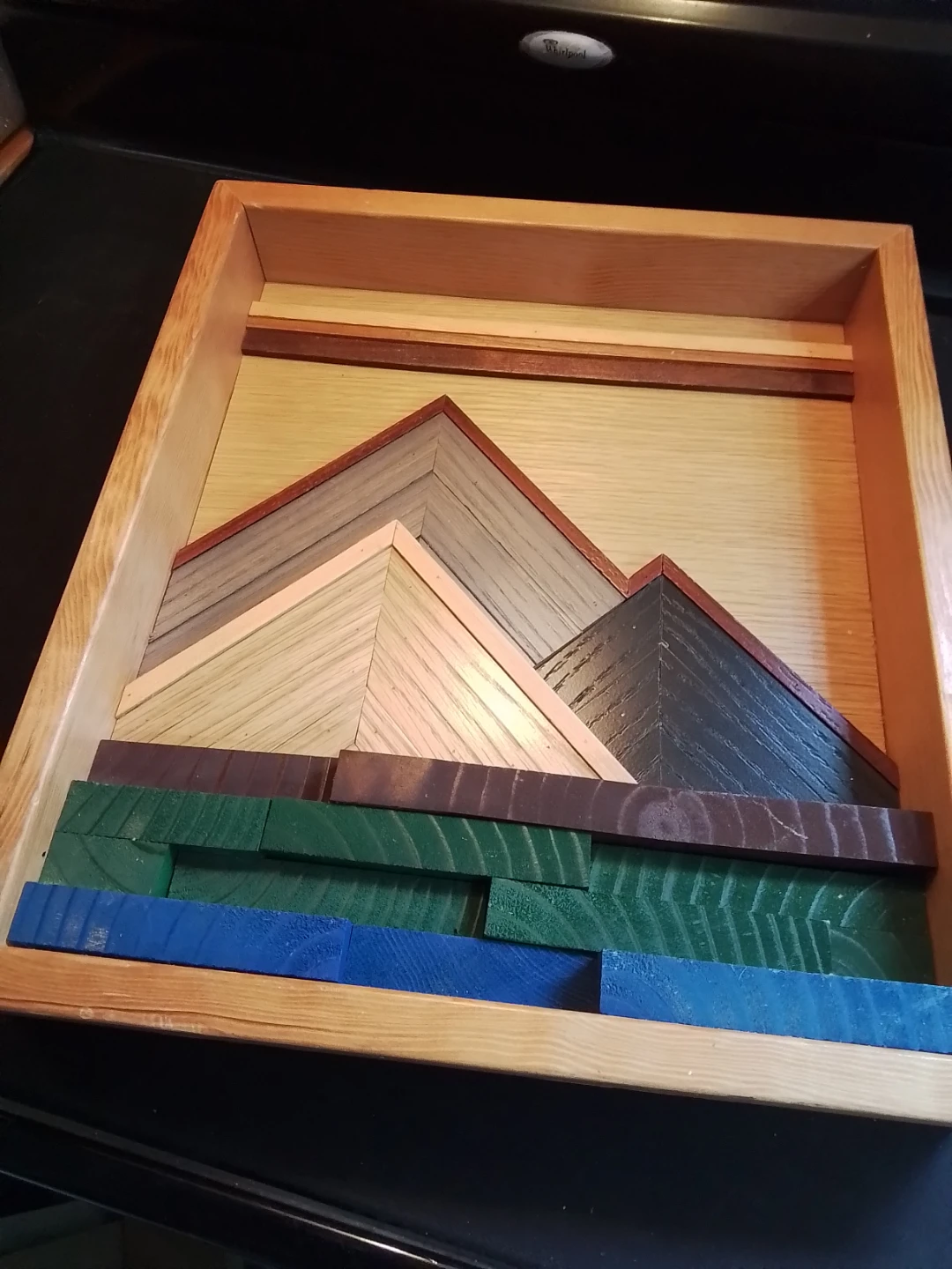Mountain landscape wooden wall art