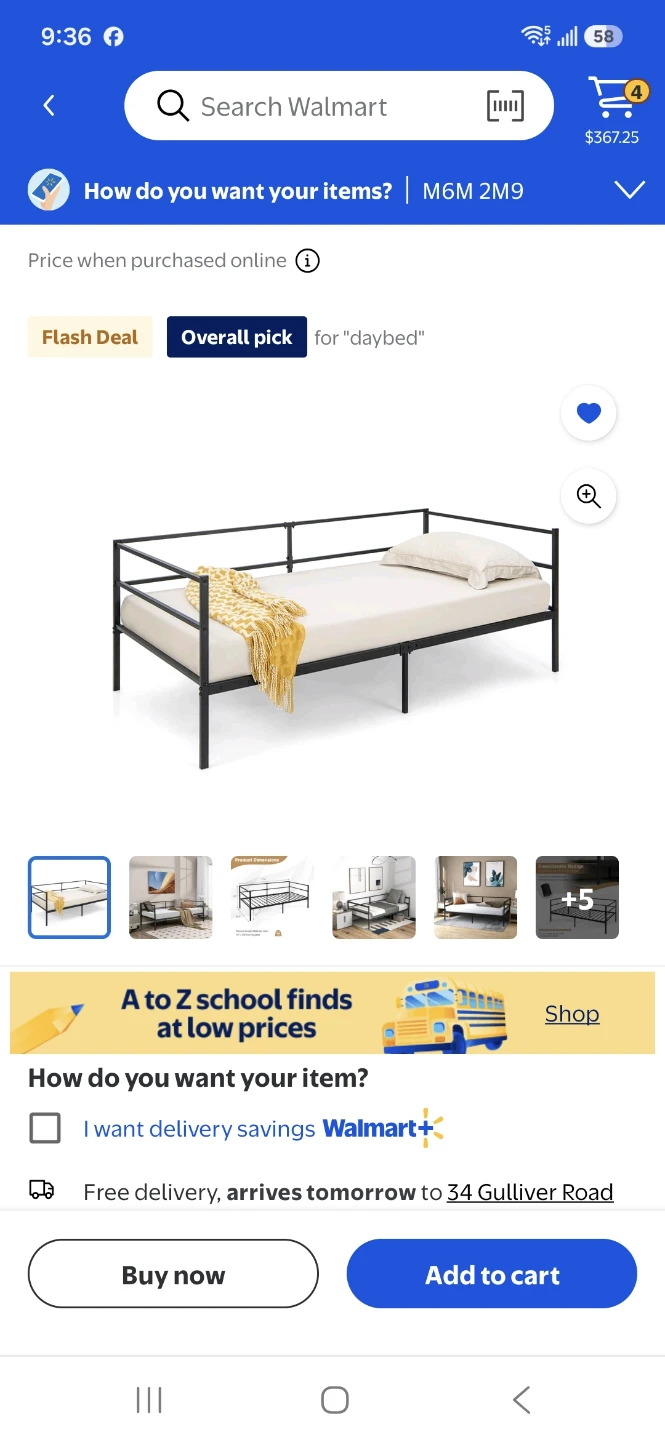 Black Metal Daybed Frame