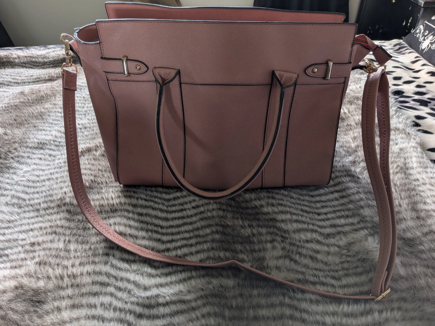 JustFab Pink Handbag with Shoulder Strap - photo 2