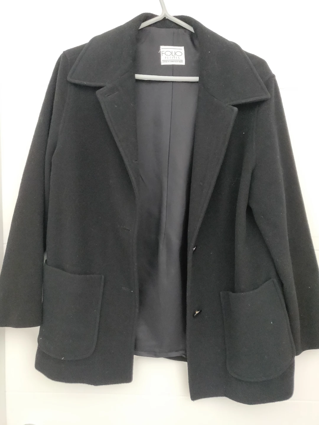 Wool & Cashmere Women Black Dress Button Coat Jacket - Size 10 - photo 5