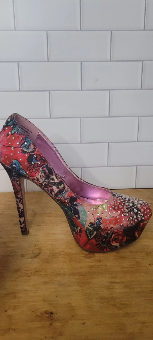 Call It Spring Floral Rhinestone Heels