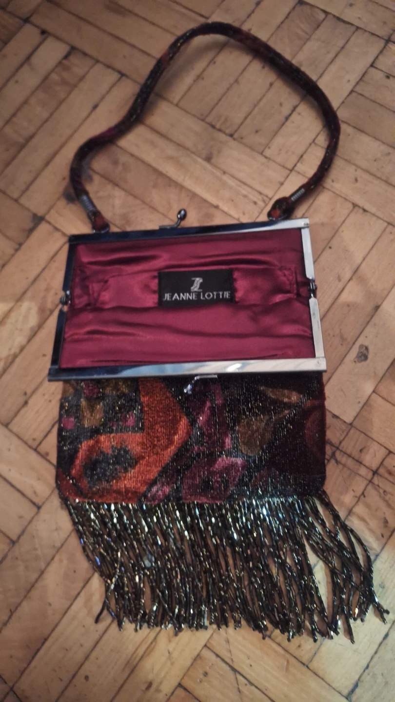 Jeanne Lottie Velvet Beaded Handbag