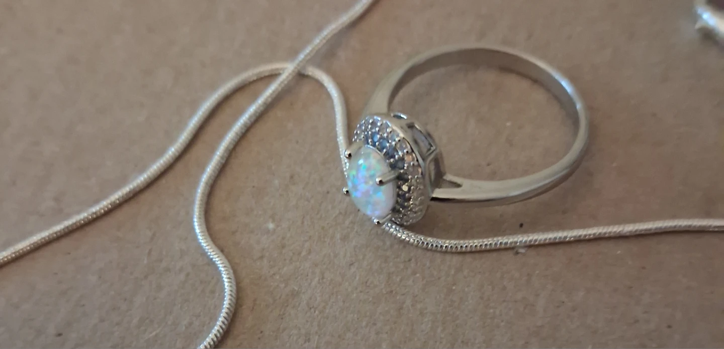 Heart Locket Necklace and Opal Ring Set - photo 2