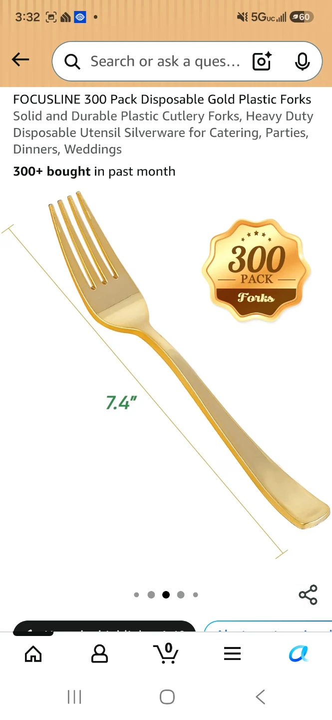 FOCUSLINE 300 Pack Disposable Gold Plastic Forks - photo 2