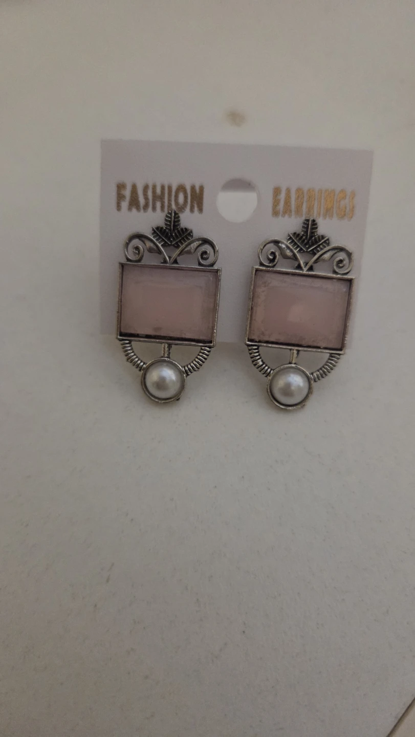 Vintage-Style Pink and Pearl Earrings