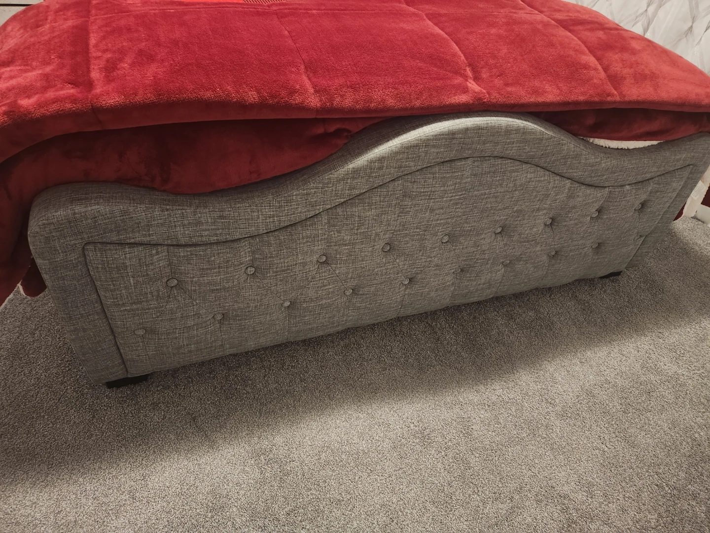 Grey Fabric Upholstered Button-Tufted Bed Frame - photo 5