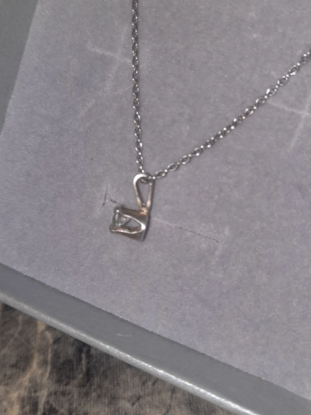 Stering silver Solitaire real natural diamond Pendant Necklace - photo 2