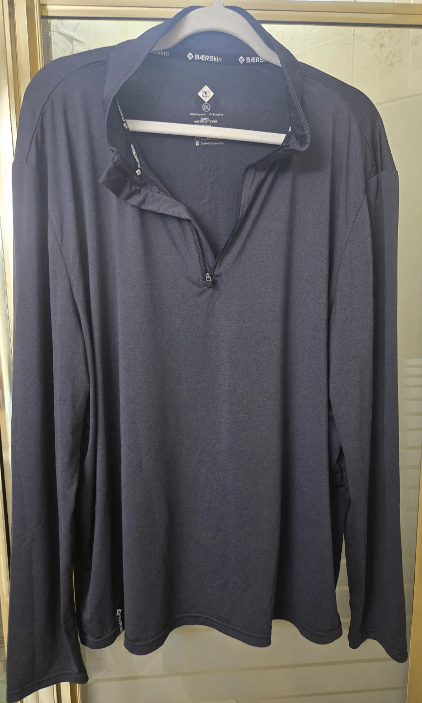 Men's Moisture Wicking Long Sleeve 1/4 zip BÆRSkin. 2XL. Grey. - photo 2