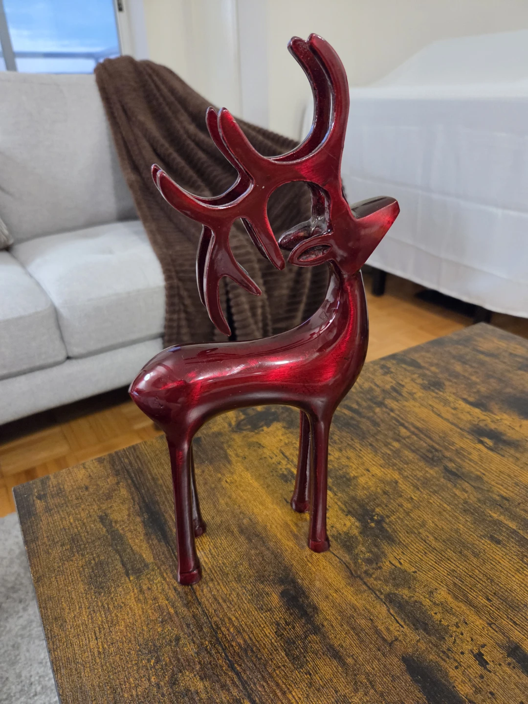 Shiny Red Decorative Reindeer Figurine