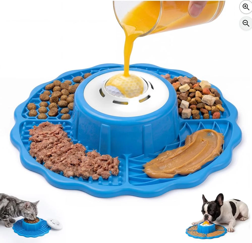 NEW Slow Feeder Dog Bowls with Lick Mat & Rolling Lick Ball