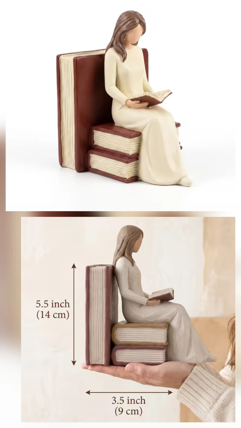 Woman Reading Book Figurine – Bookend Style Decor *new - photo 3