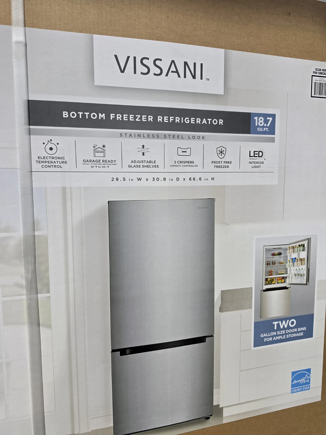 New Vissani 18.7 cu. ft. Bottom Freezer Refrigerator