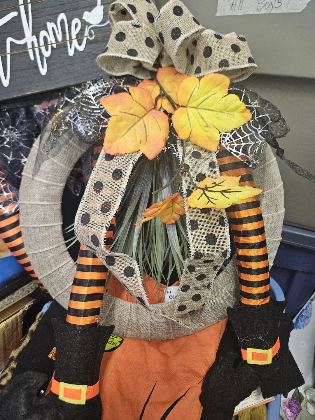 Halloween Witch Leg Wreath, x2