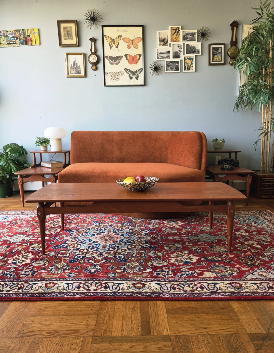 MCM Solid Walnut Surfboard Style Long & Narrow Coffee Table