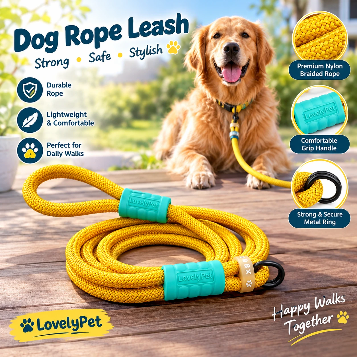 LovelyPet Multi-Functional Dog Rope Leash