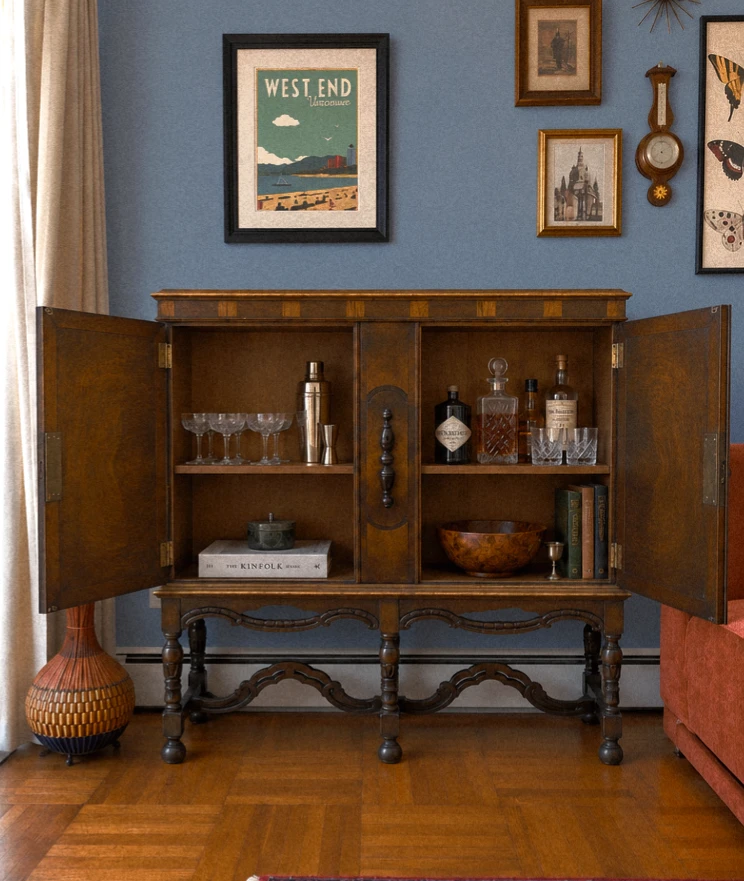 Antique (Early 20th Century) Solid Wood Bar Cabinet