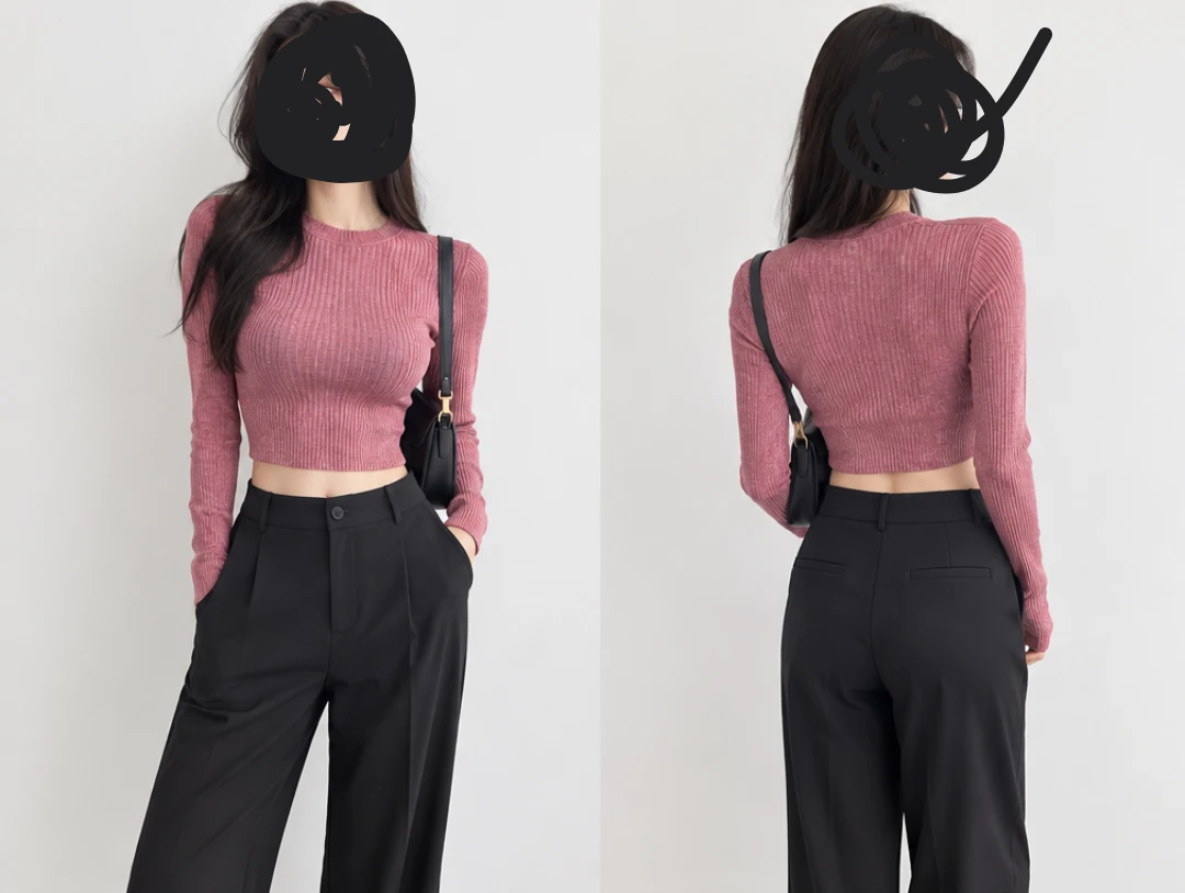 Pink Ribbed Long Sleeve Top