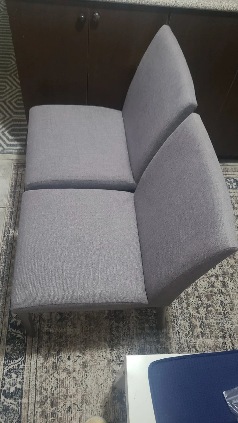 Set of 2 Grey Fabric Dining Chairs