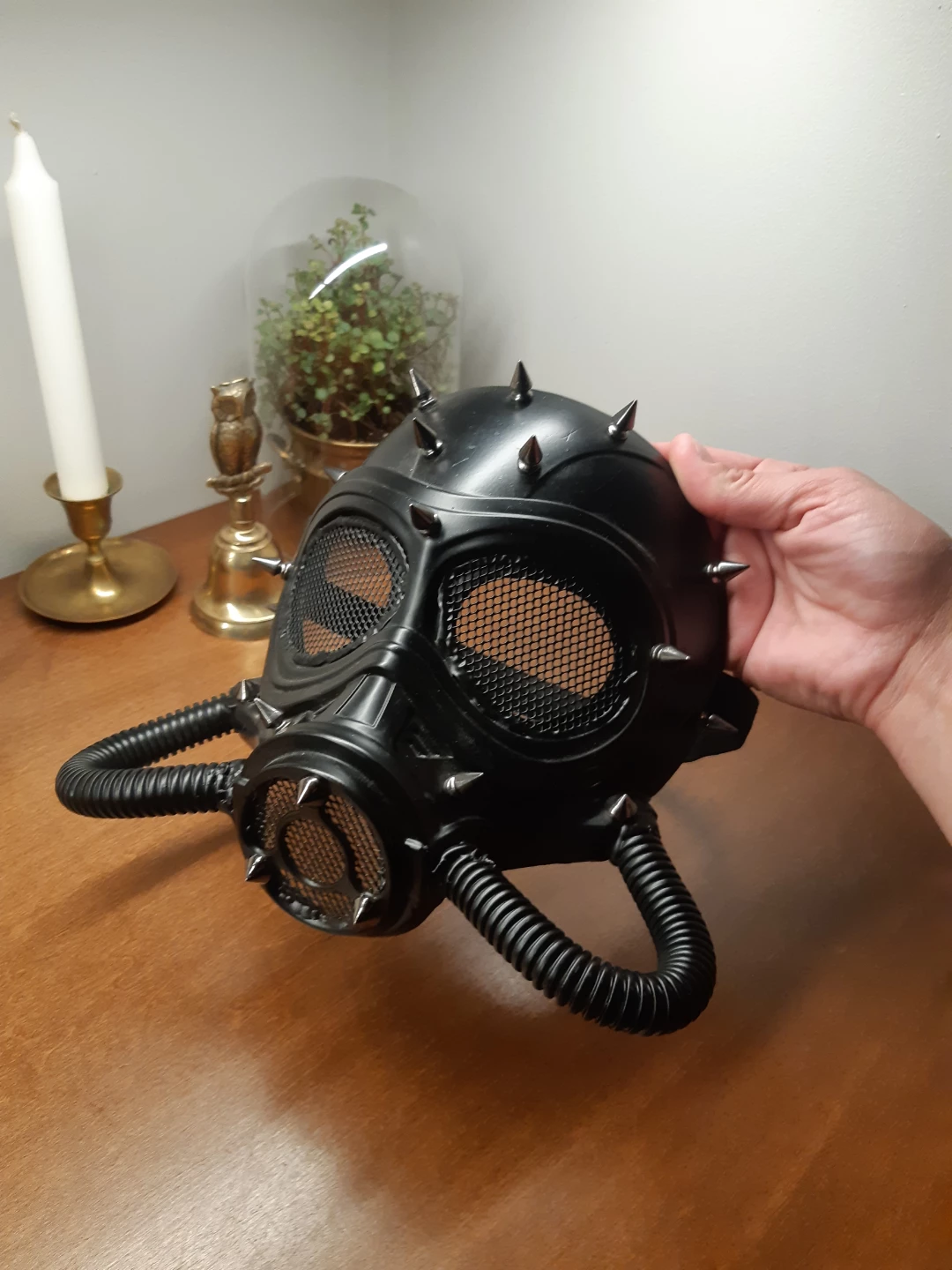 studded steampunk submarine-style halloween gas mask