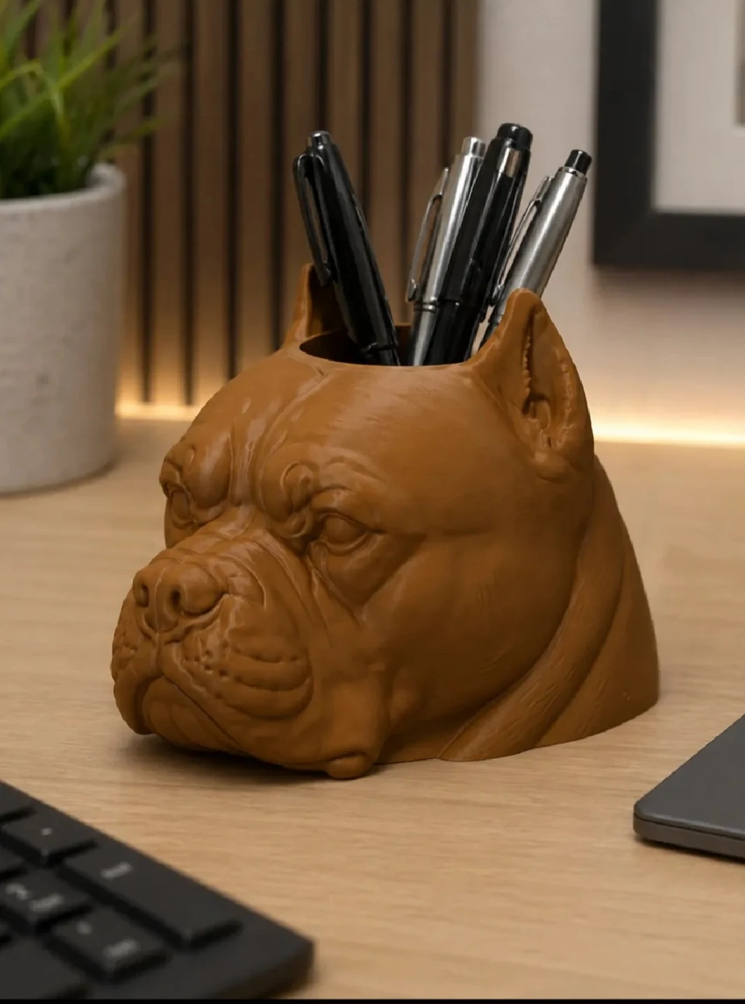Bulldog Pen Holder, Cute Dog Desk Organizer,