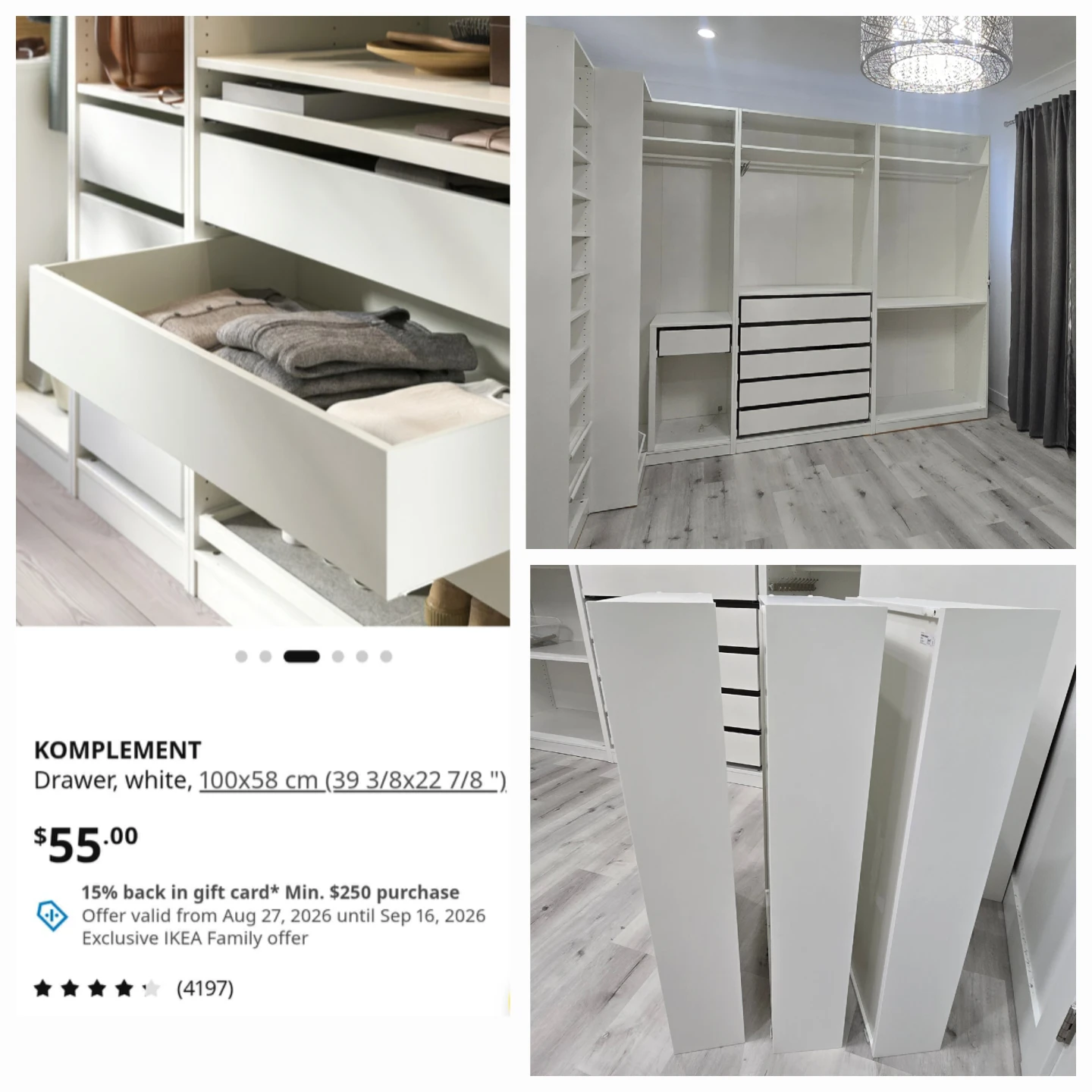3 IKEA KOMPLEMENT Drawers White