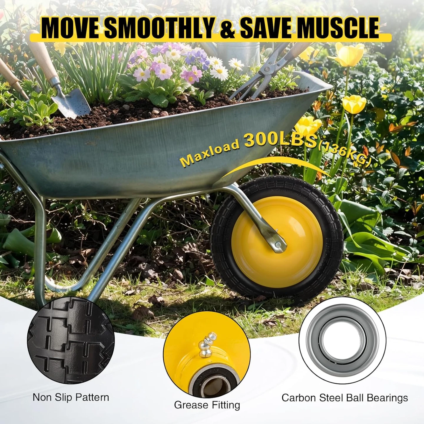Heavy Duty Flat-Free Wheelbarrow Tire - photo 5