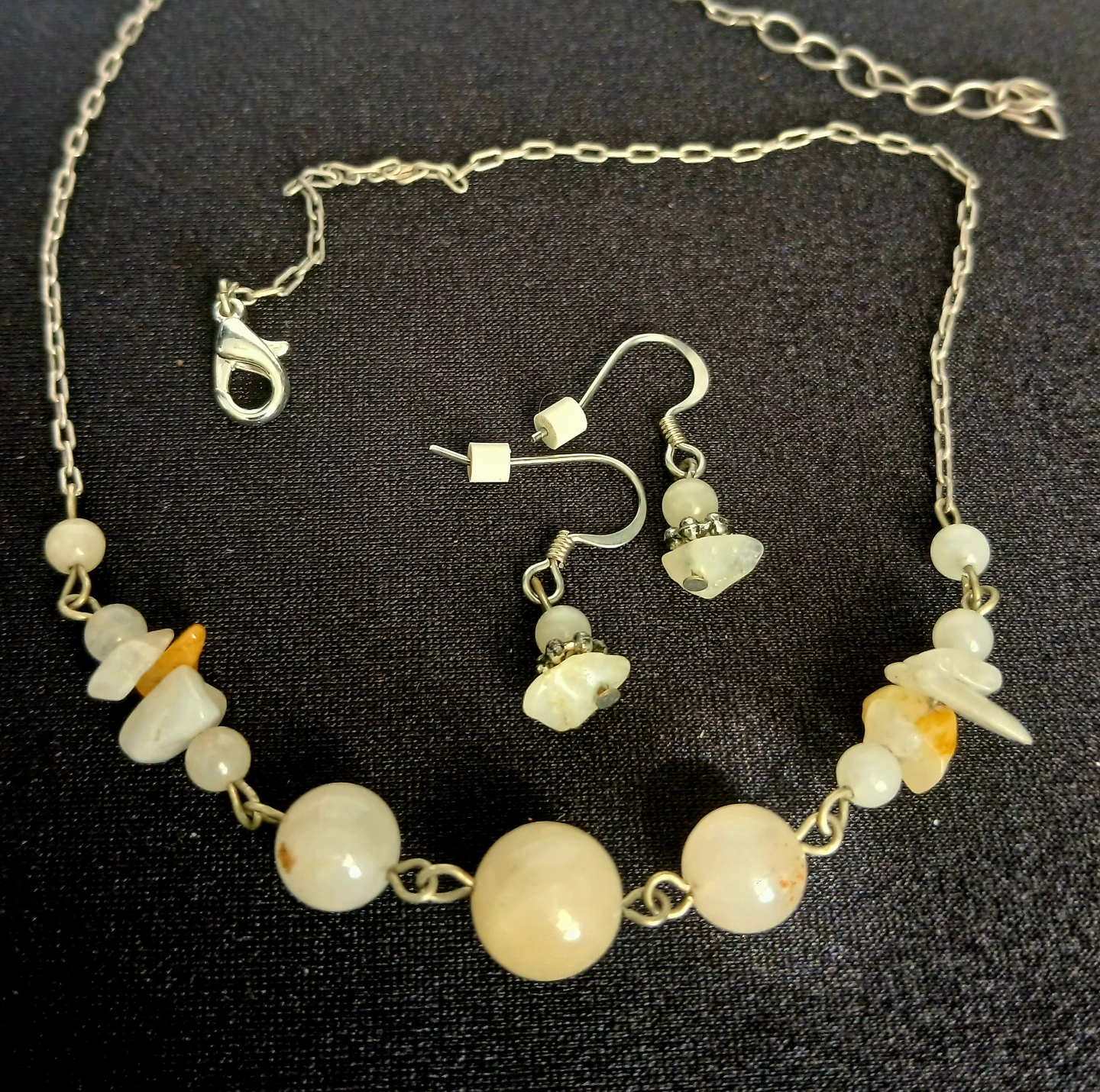 Honey JADE Stone Necklace and Earring Set